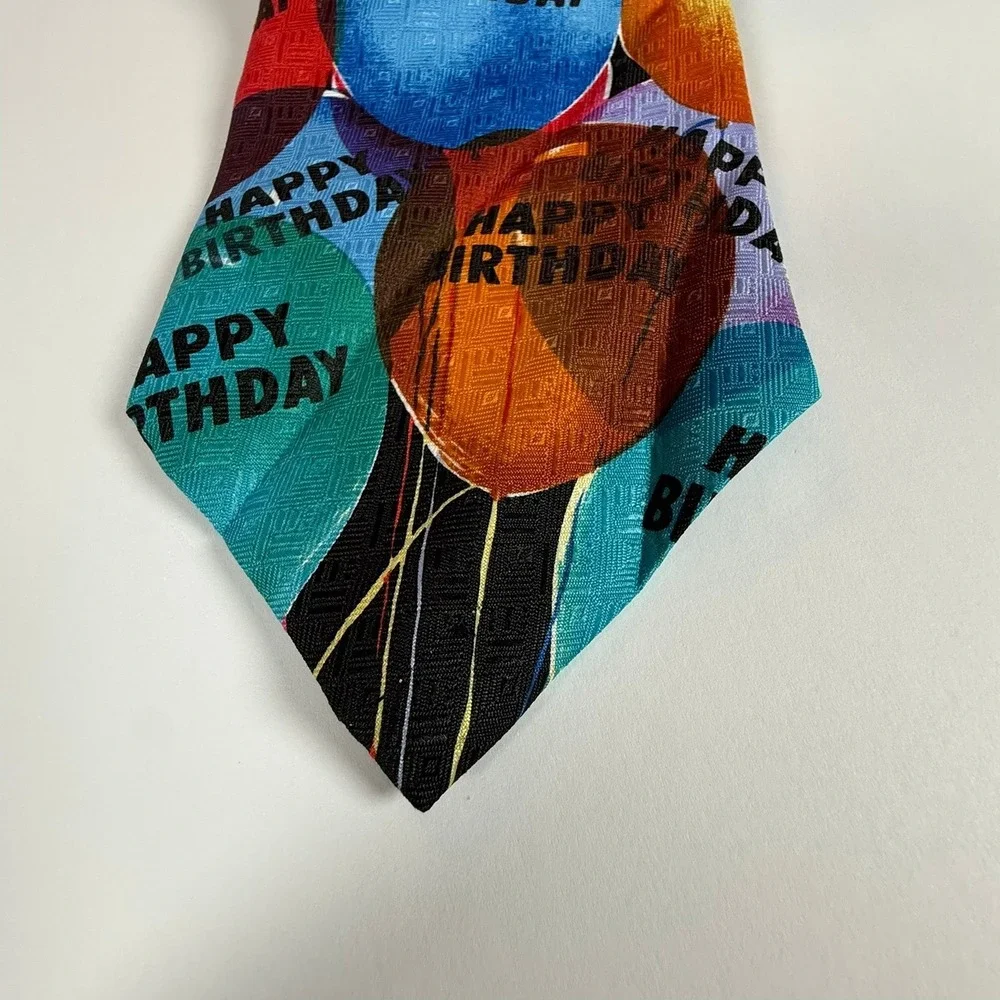 Ralph Marlin Happy Birthday Balloons Vintage 1999 Men's Necktie Multi Color